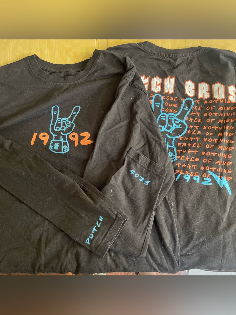 Dutch Bros Black Long Sleeve Tee with Blue & Orange Print